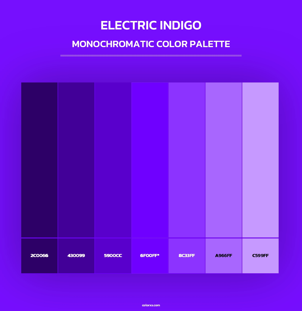 Electric indigo - Monochromatic Color Palette