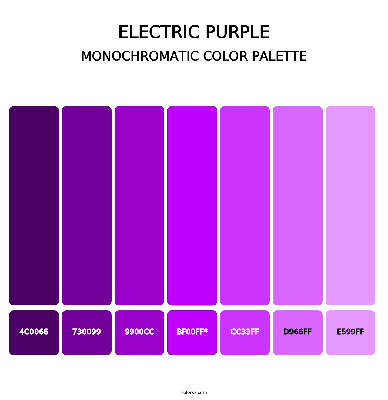 Electric Purple - Monochromatic Color Palette