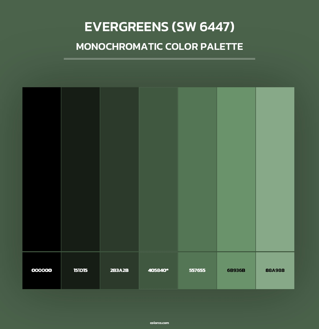 Evergreens (SW 6447) - Monochromatic Color Palette