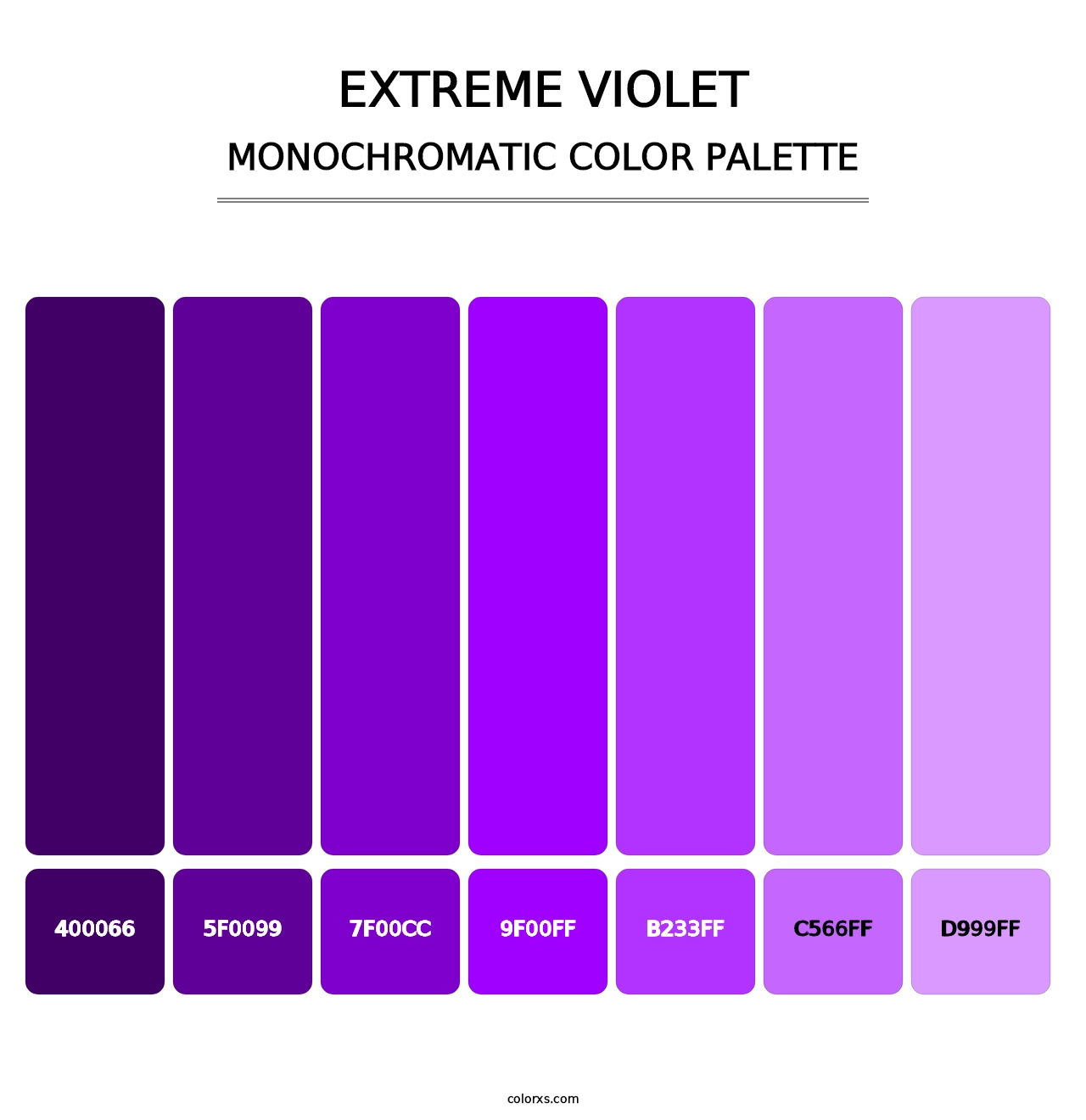 Extreme Violet - Monochromatic Color Palette