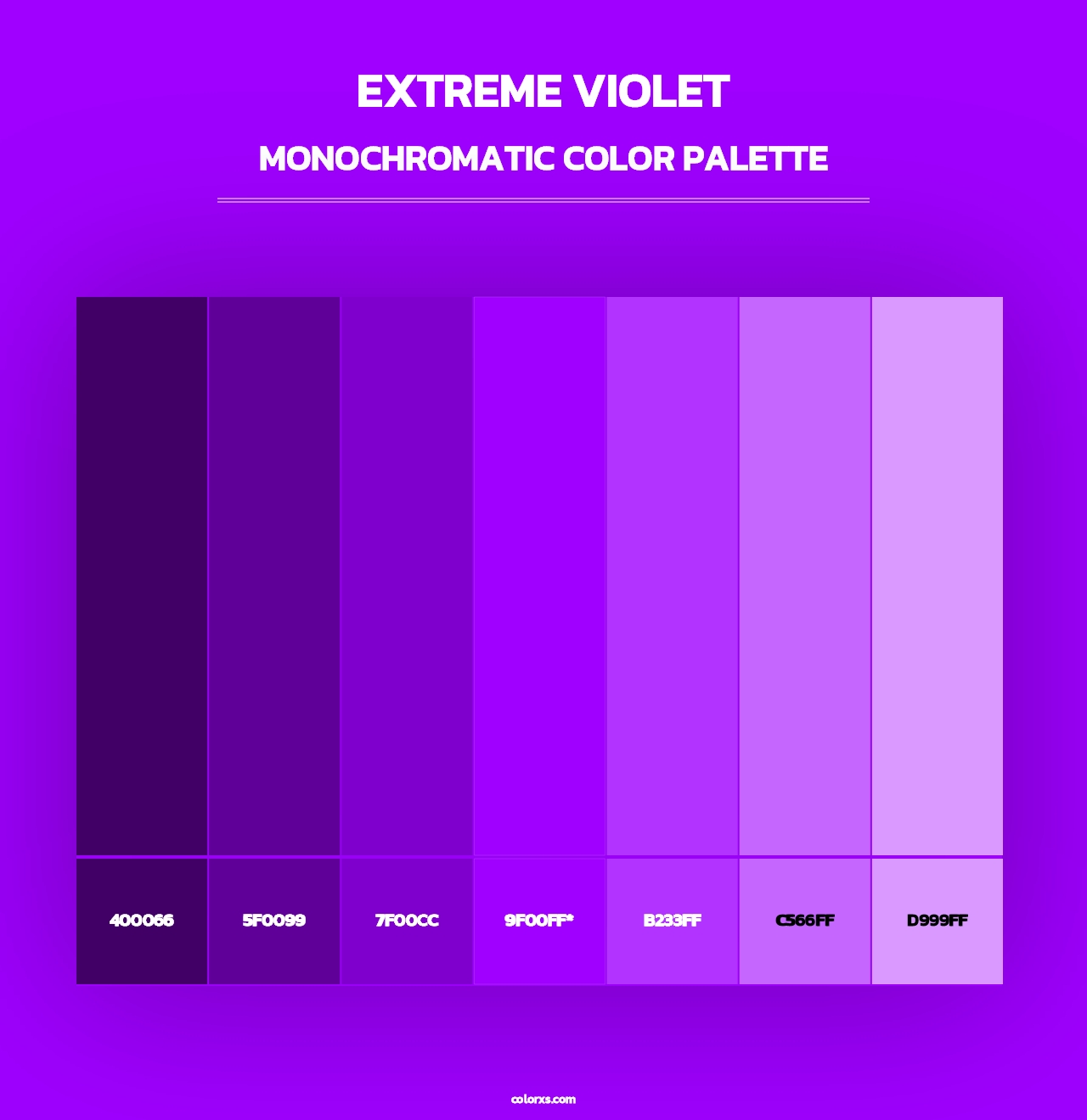 Extreme Violet - Monochromatic Color Palette