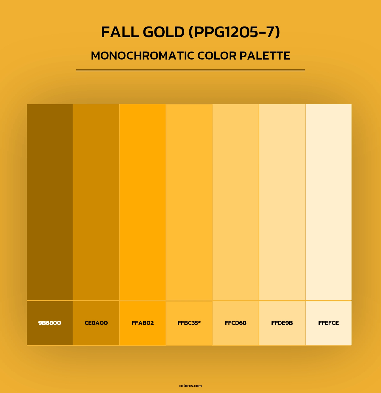 Fall Gold (PPG1205-7) - Monochromatic Color Palette