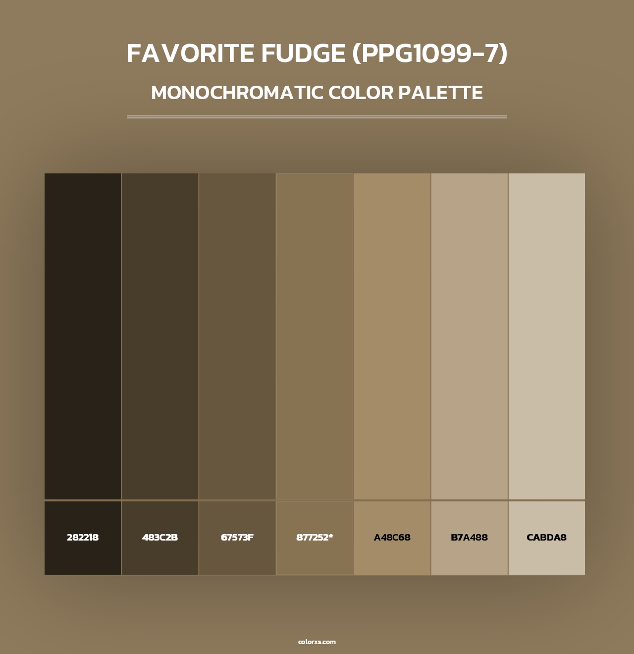 Favorite Fudge (PPG1099-7) - Monochromatic Color Palette