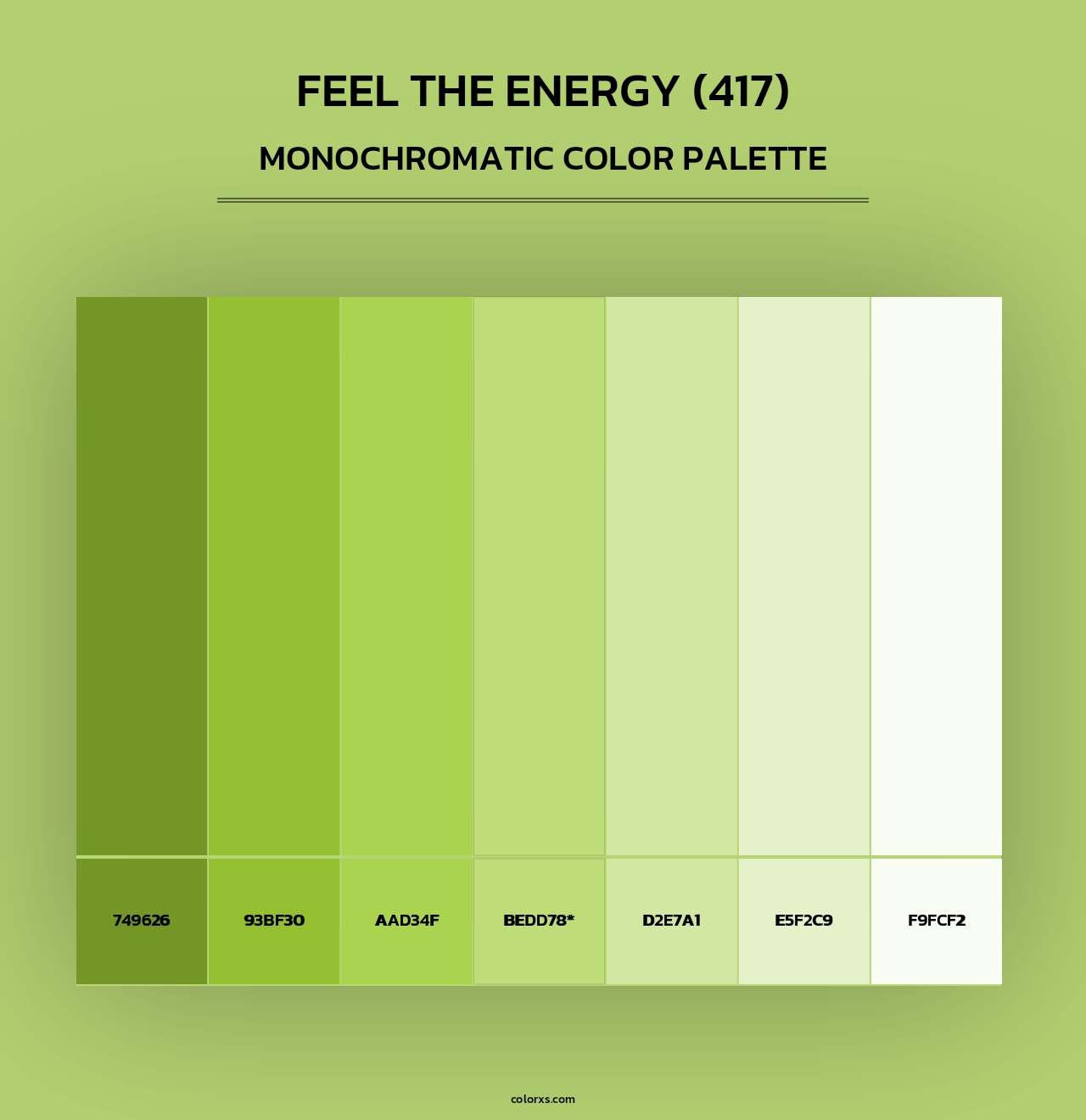 Feel the Energy (417) - Monochromatic Color Palette