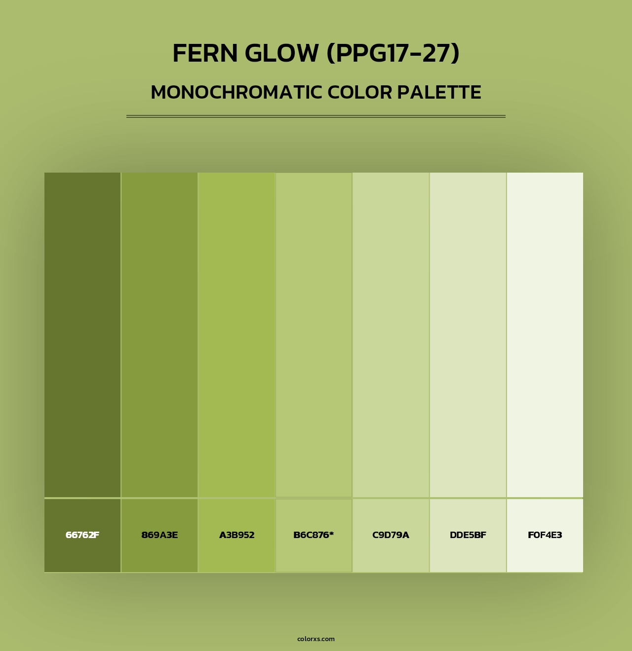 Fern Glow (PPG17-27) - Monochromatic Color Palette