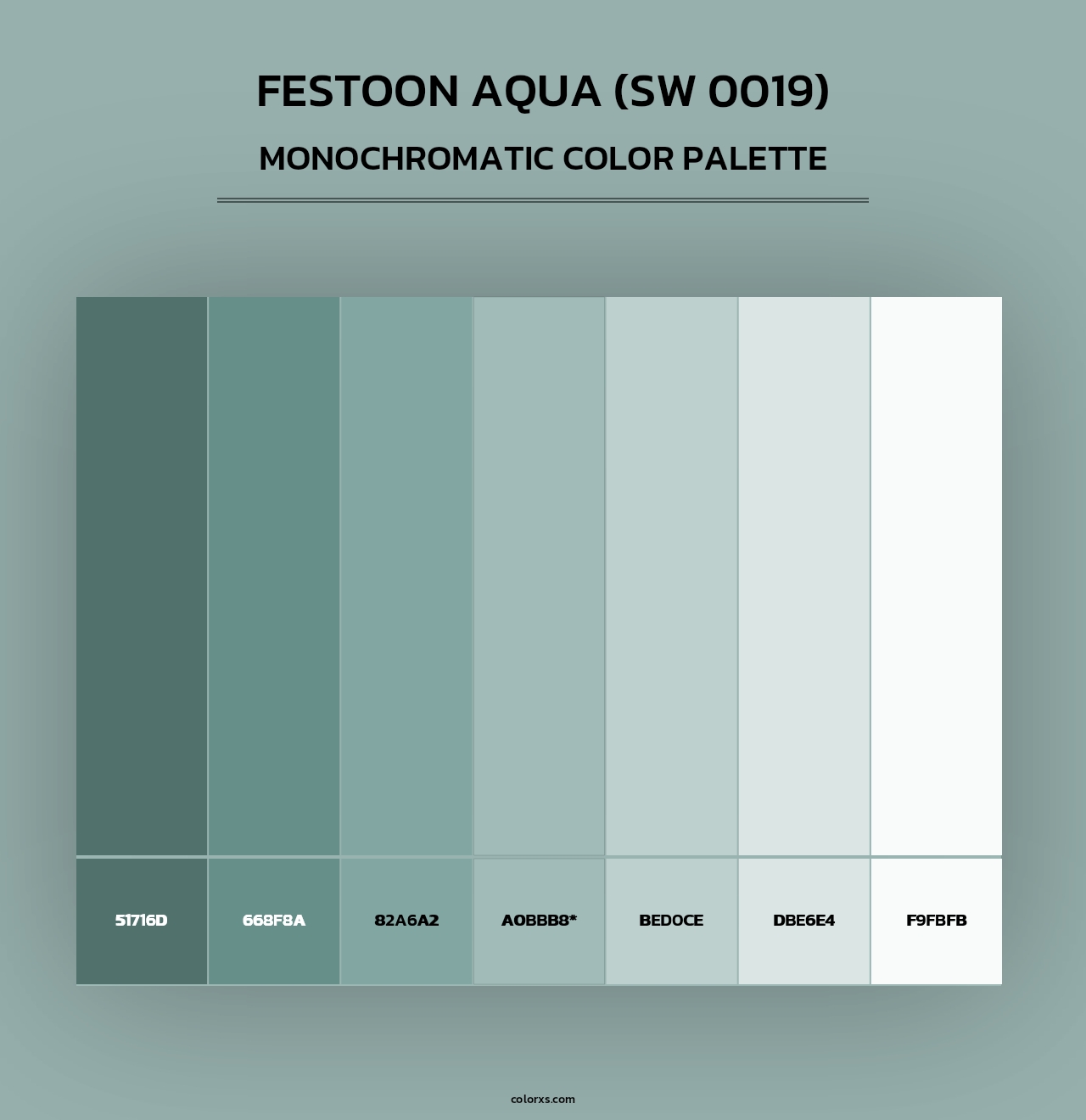 Festoon Aqua (SW 0019) - Monochromatic Color Palette