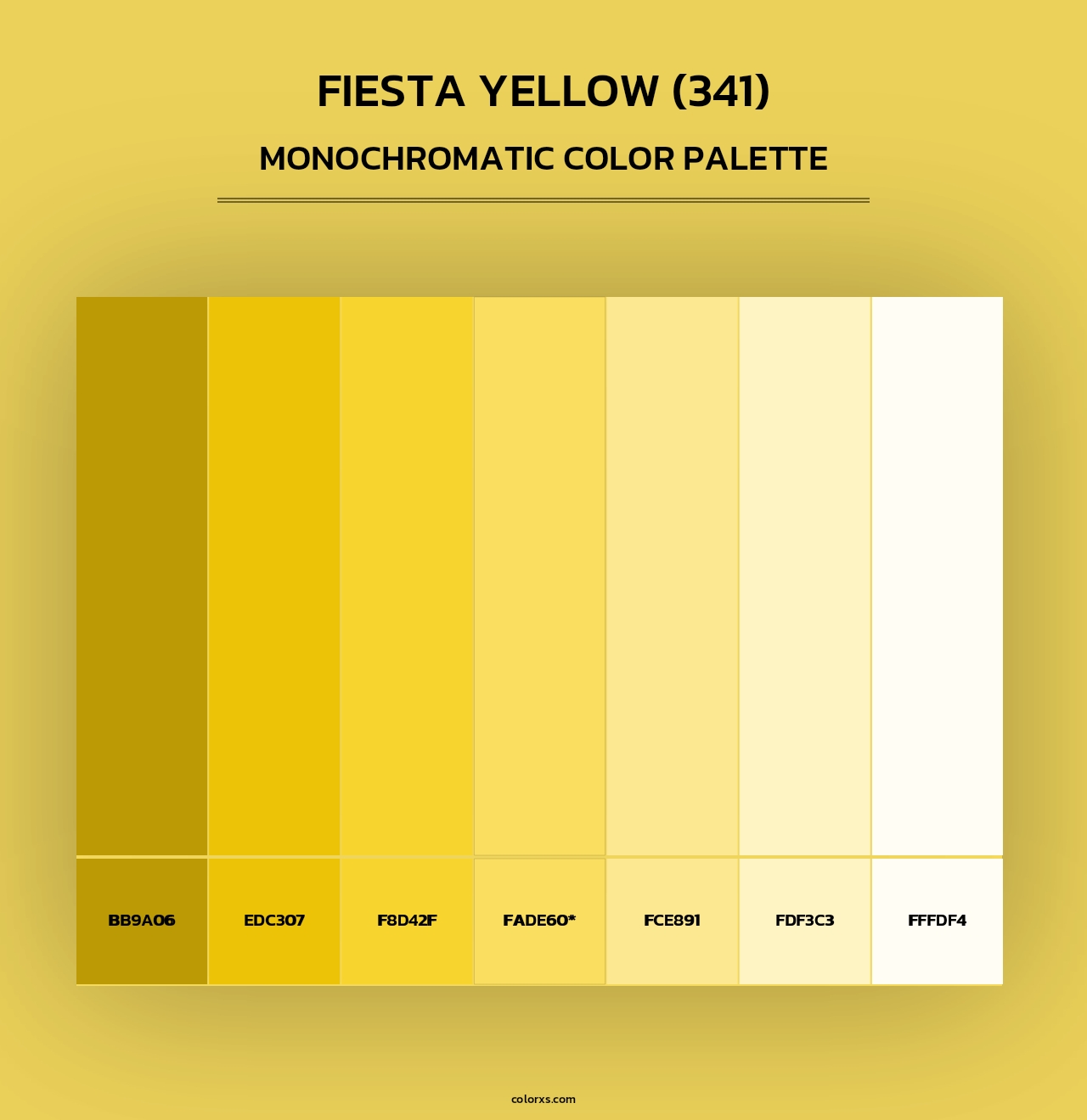 Fiesta Yellow (341) - Monochromatic Color Palette