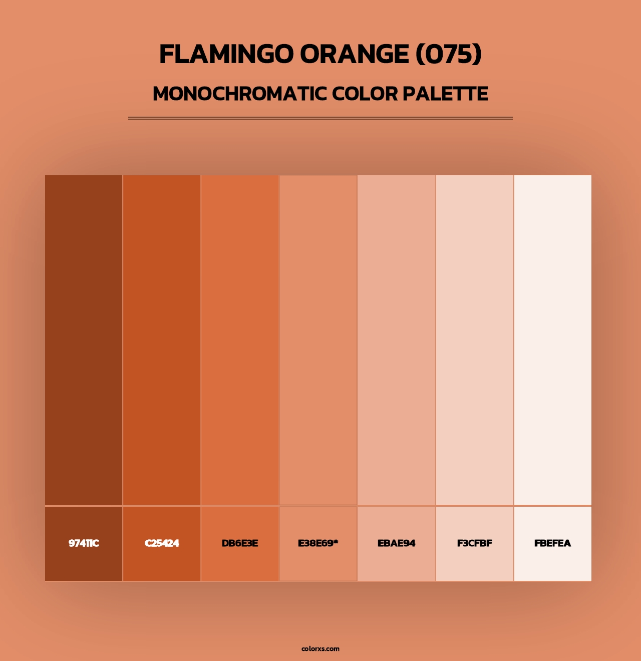 Flamingo Orange (075) - Monochromatic Color Palette