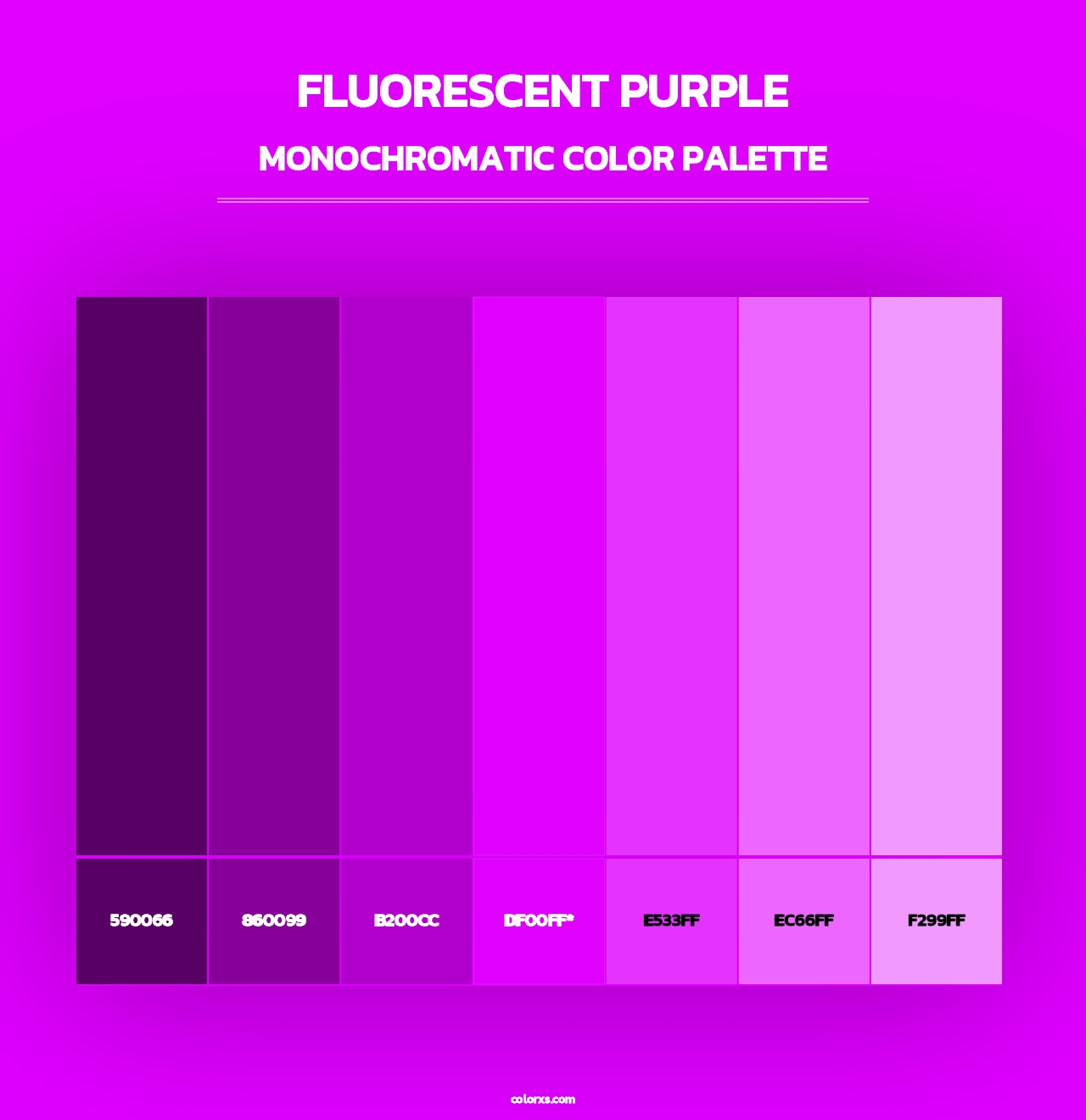 Fluorescent Purple - Monochromatic Color Palette