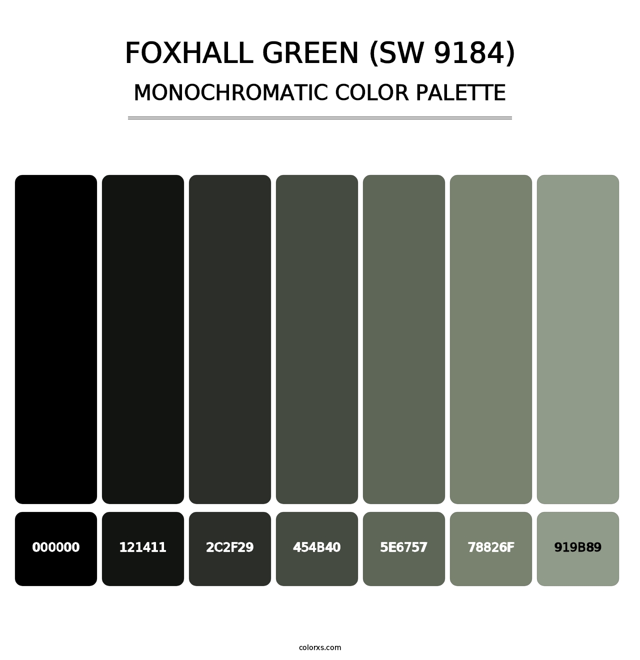 Foxhall Green (SW 9184) - Monochromatic Color Palette