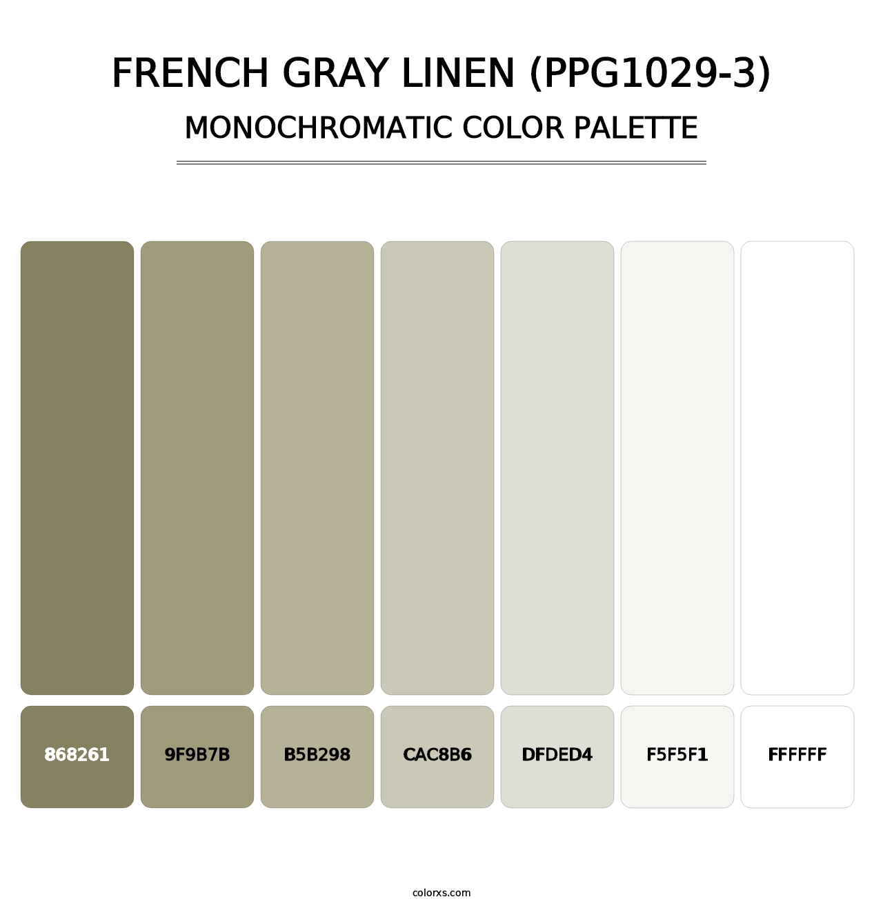 French Gray Linen (PPG1029-3) - Monochromatic Color Palette