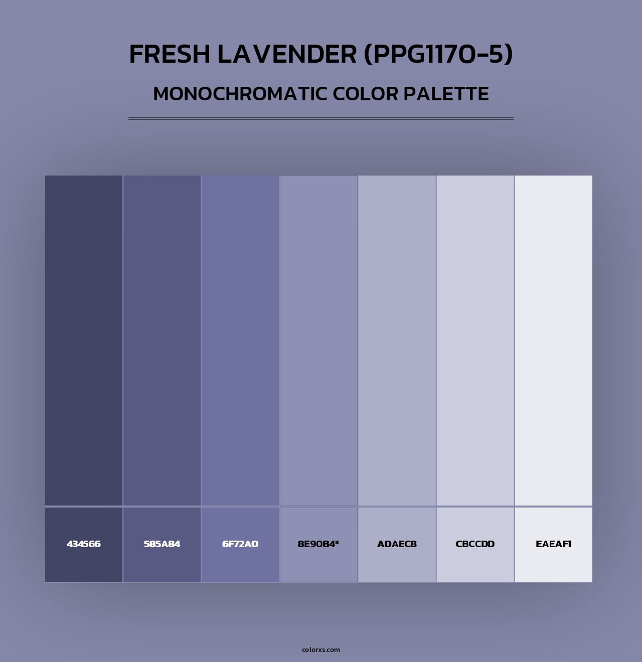 Fresh Lavender (PPG1170-5) - Monochromatic Color Palette
