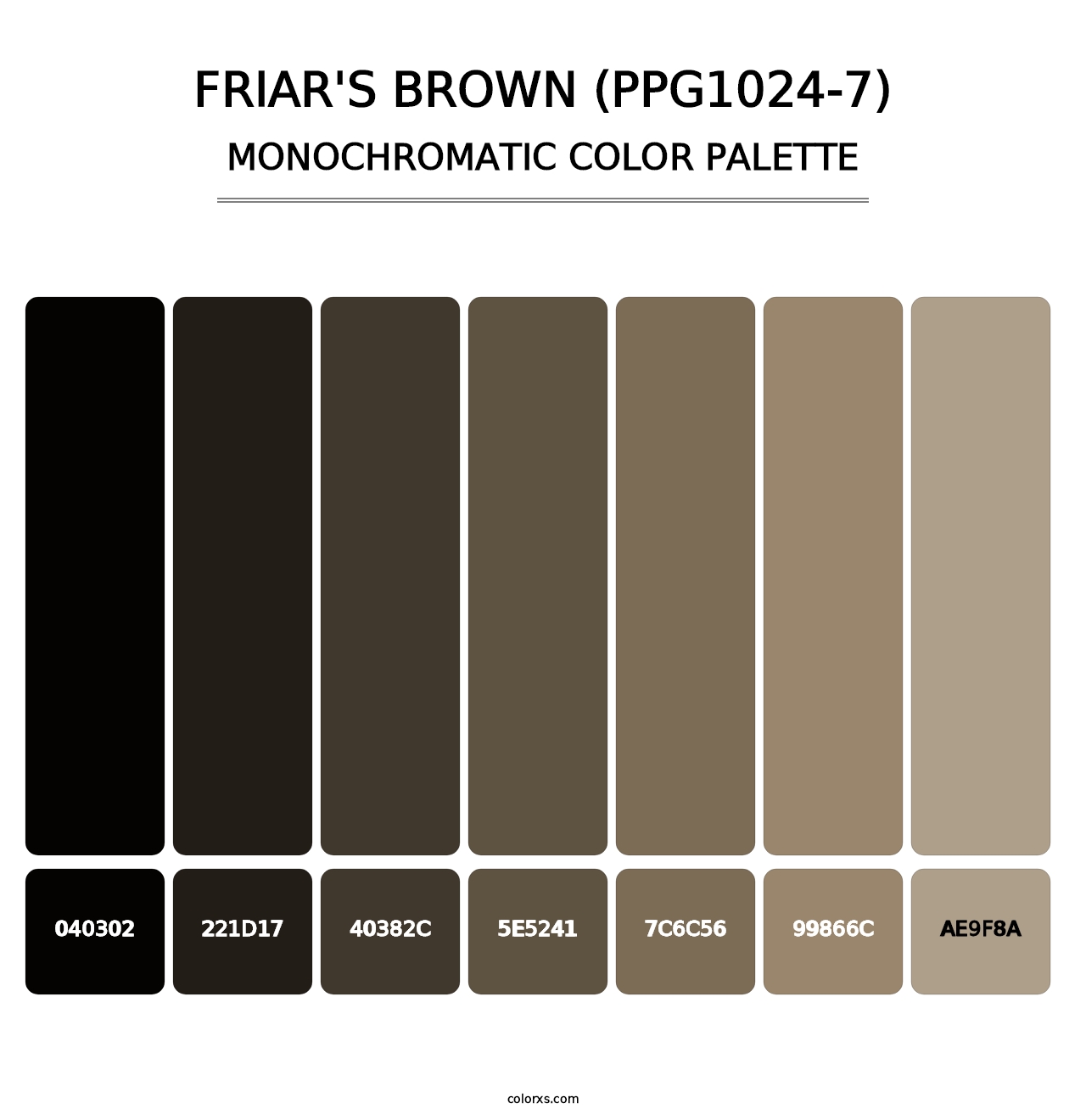 Friar's Brown (PPG1024-7) - Monochromatic Color Palette