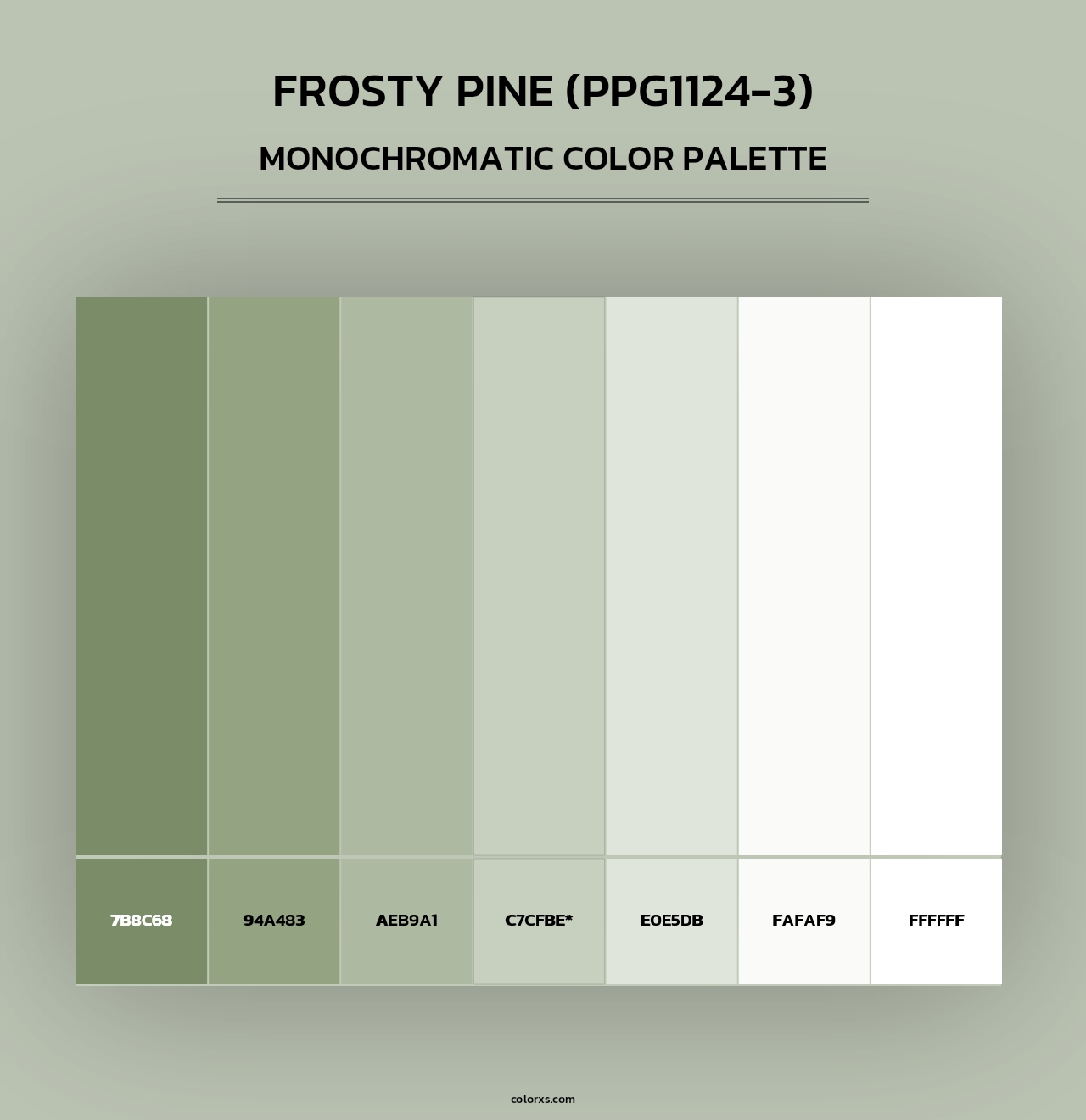 Frosty Pine (PPG1124-3) - Monochromatic Color Palette