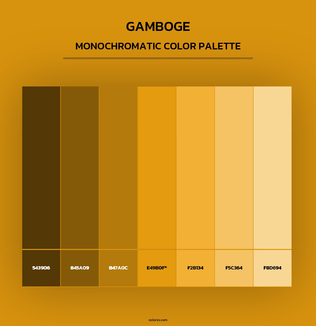 Gamboge - Monochromatic Color Palette