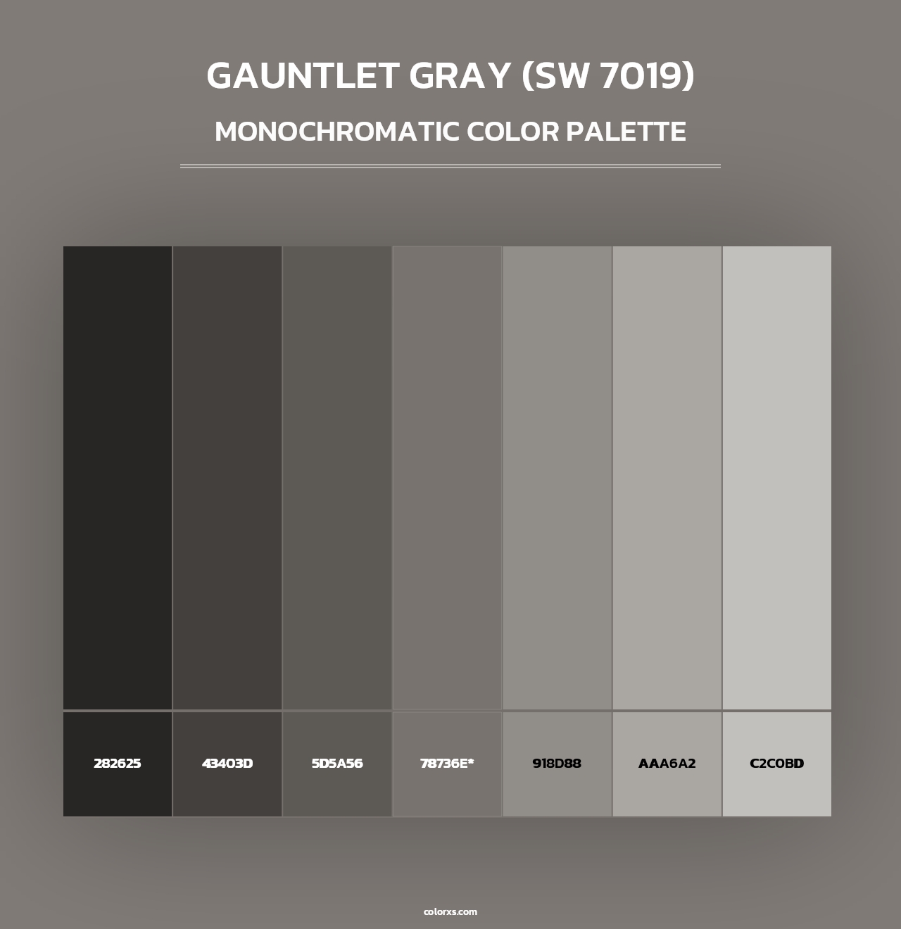 Gauntlet Gray (SW 7019) - Monochromatic Color Palette