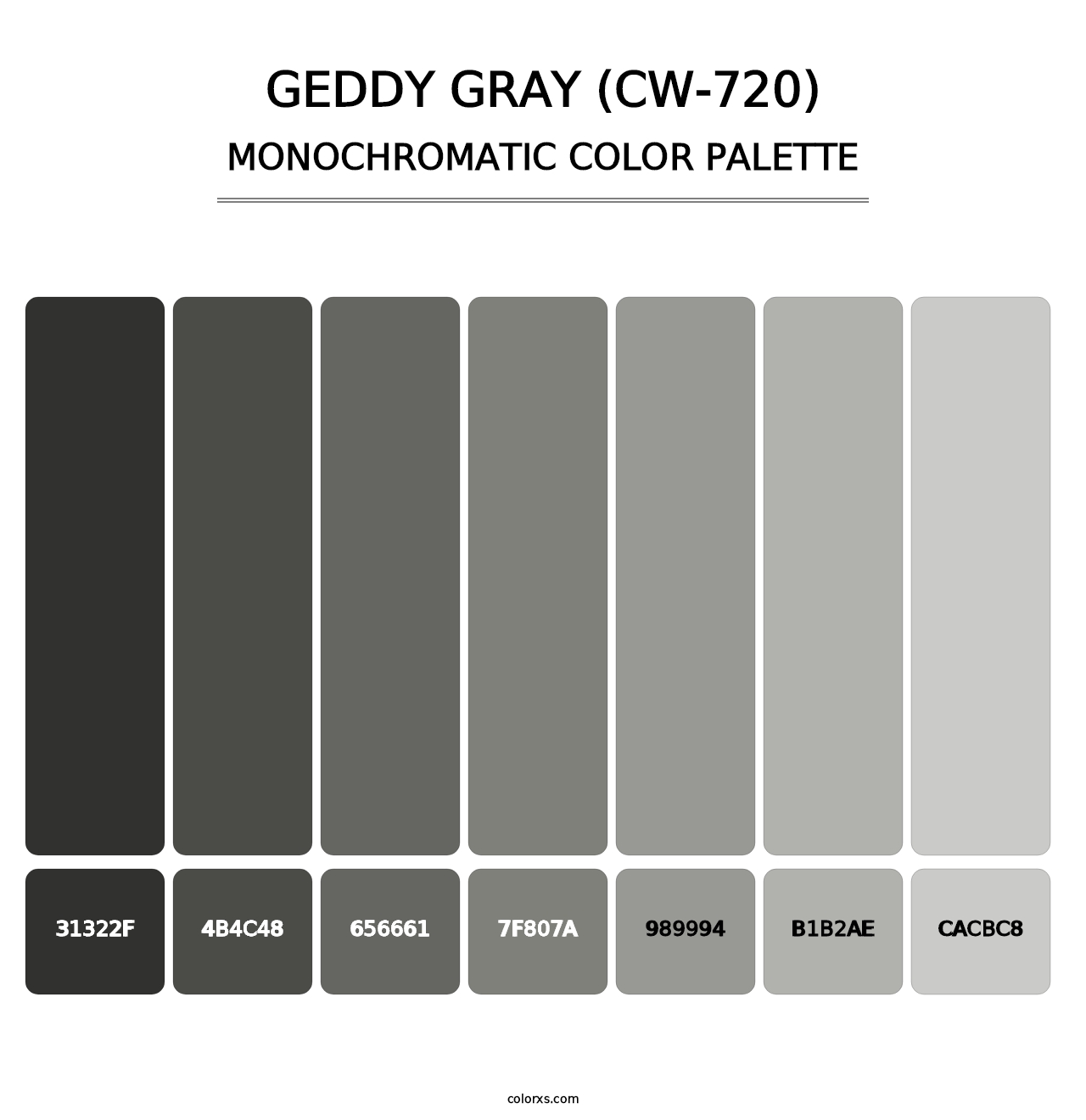 Geddy Gray (CW-720) - Monochromatic Color Palette
