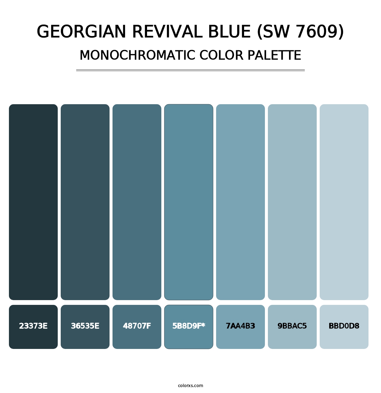 Georgian Revival Blue (SW 7609) - Monochromatic Color Palette