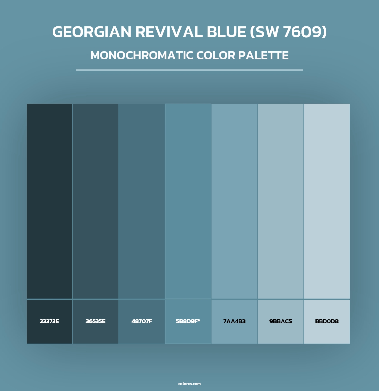 Georgian Revival Blue (SW 7609) - Monochromatic Color Palette