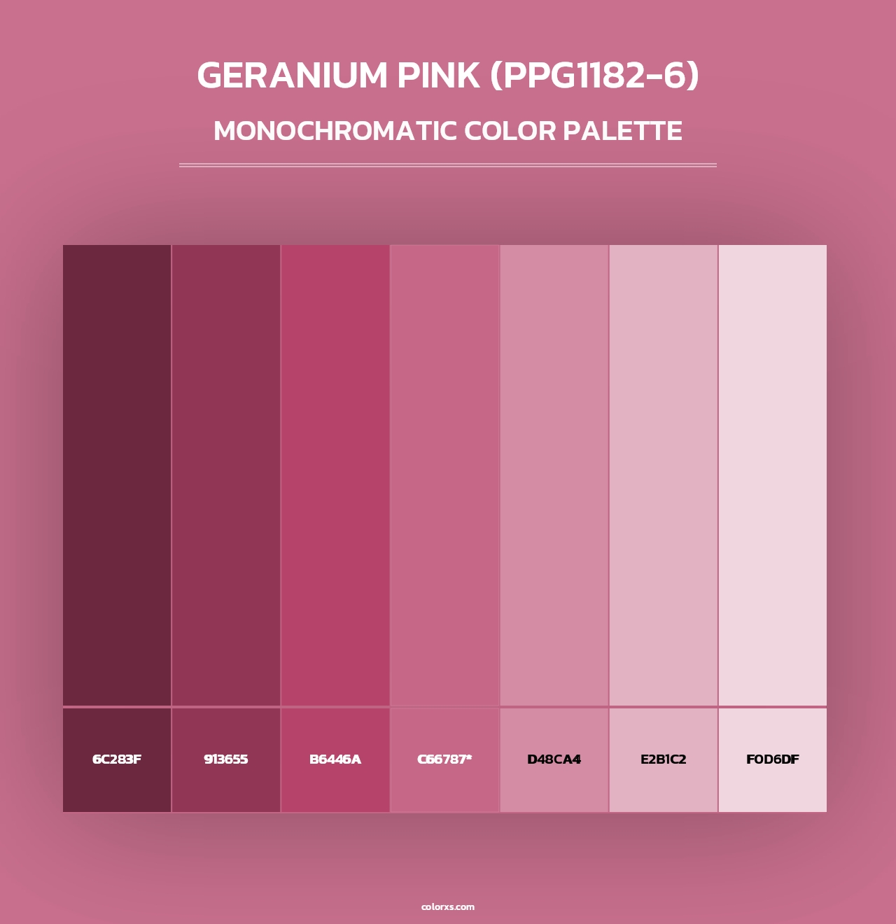 Geranium Pink (PPG1182-6) - Monochromatic Color Palette
