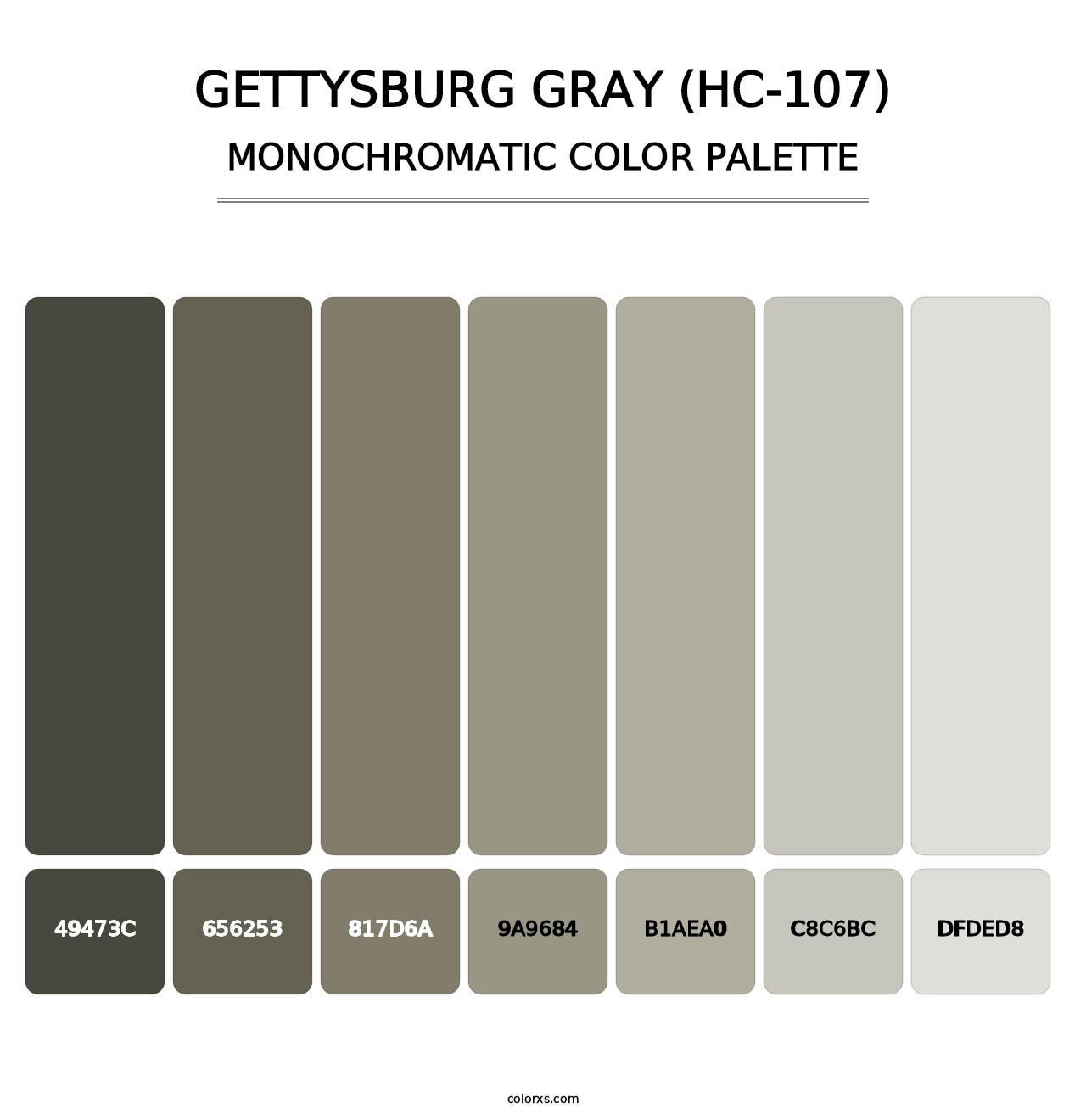 Gettysburg Gray (HC-107) - Monochromatic Color Palette