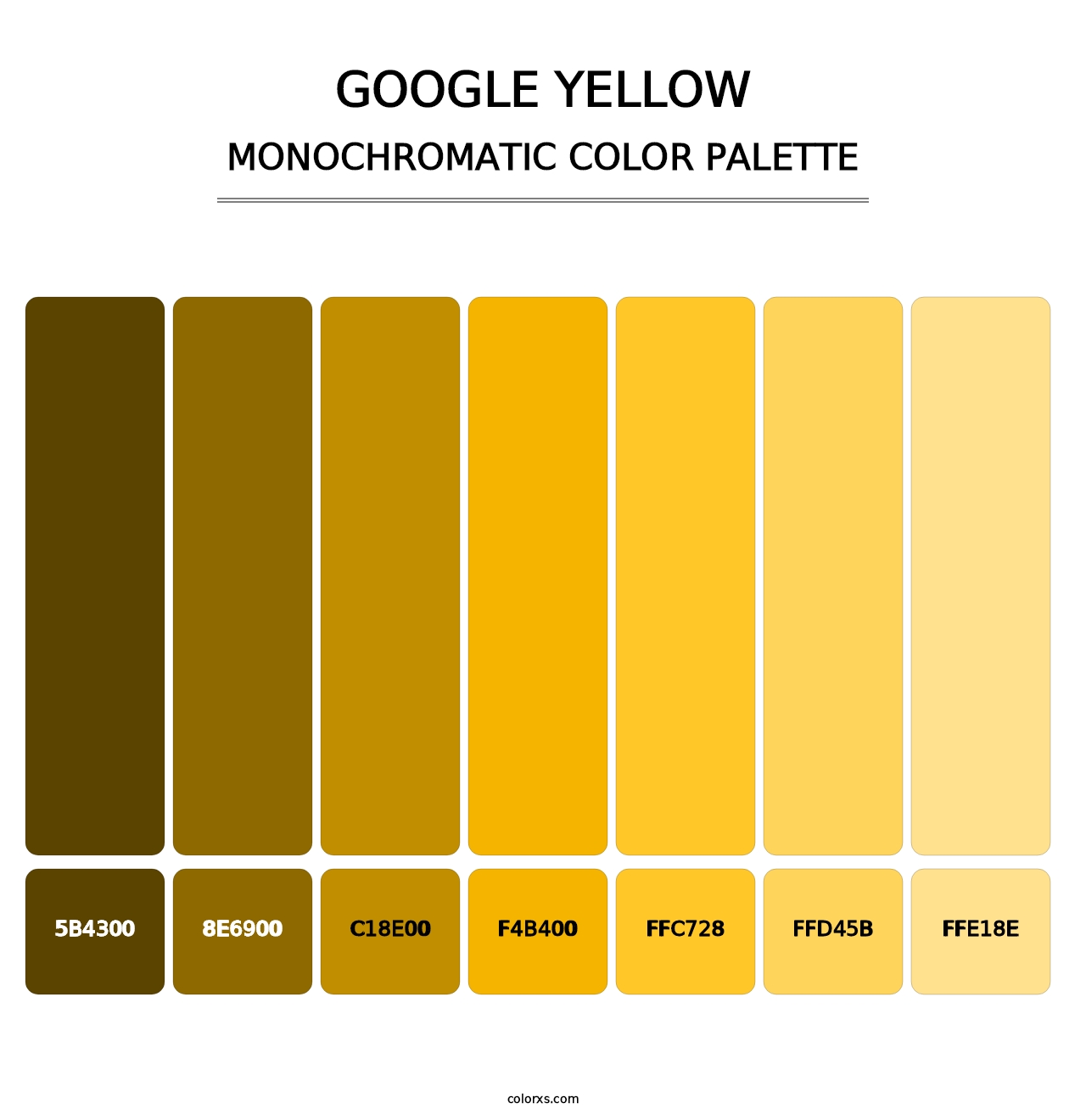 Google Yellow - Monochromatic Color Palette