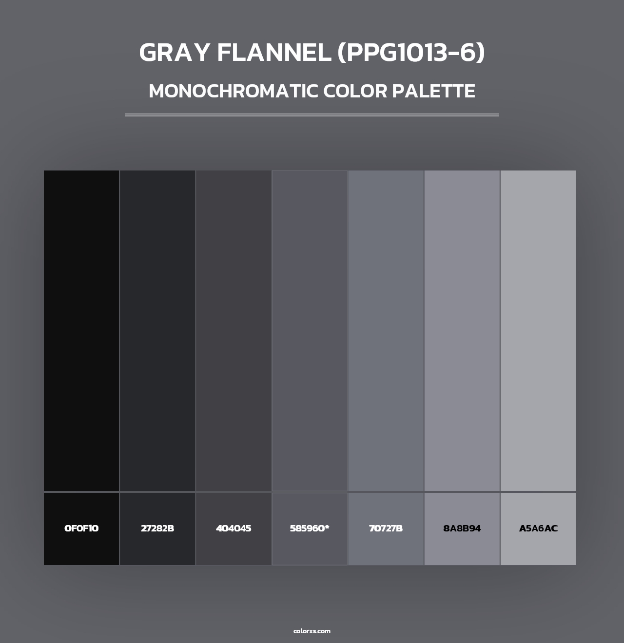 Gray Flannel (PPG1013-6) - Monochromatic Color Palette