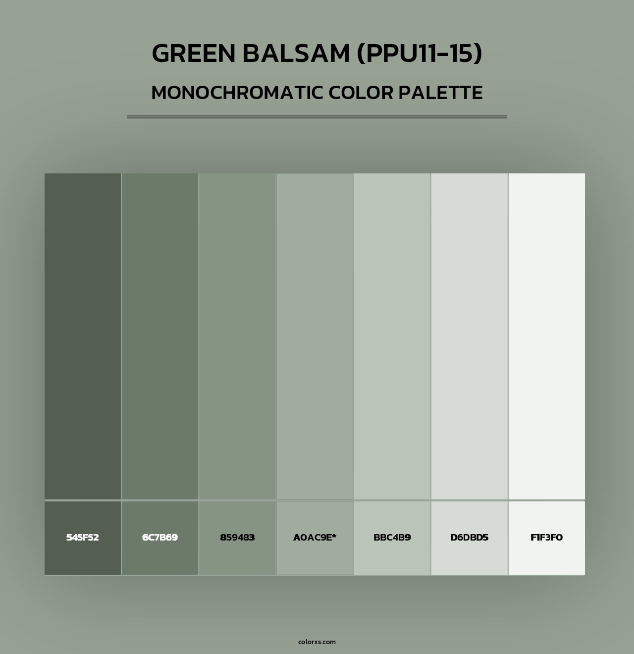 Green Balsam (PPU11-15) - Monochromatic Color Palette