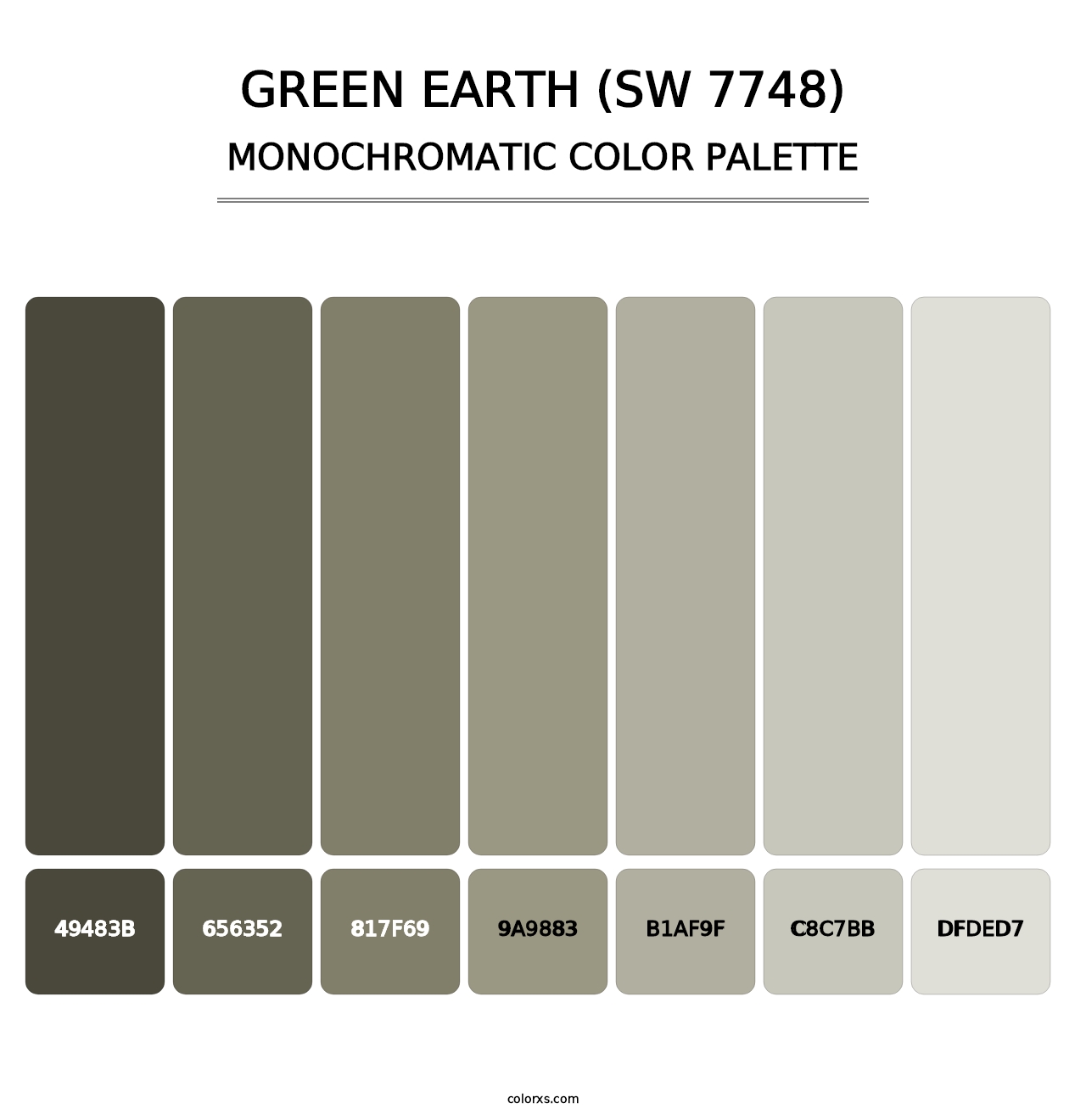 Green Earth (SW 7748) - Monochromatic Color Palette