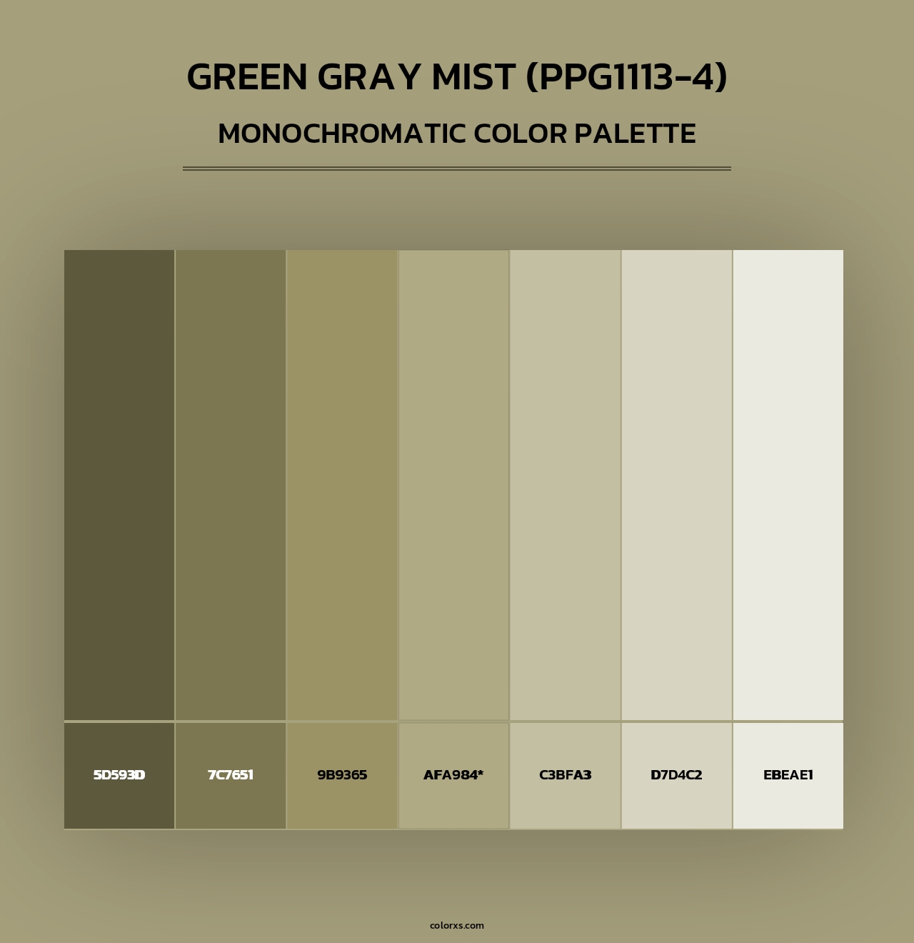 Green Gray Mist (PPG1113-4) - Monochromatic Color Palette