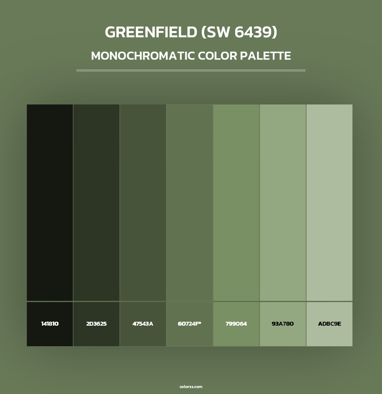 Greenfield (SW 6439) - Monochromatic Color Palette