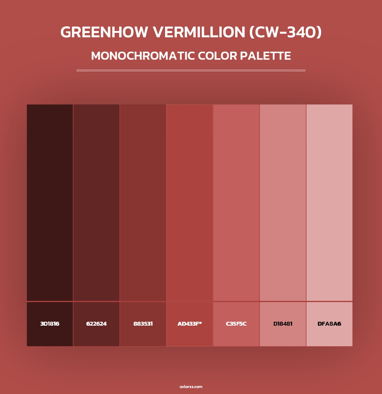 Greenhow Vermillion (CW-340) - Monochromatic Color Palette