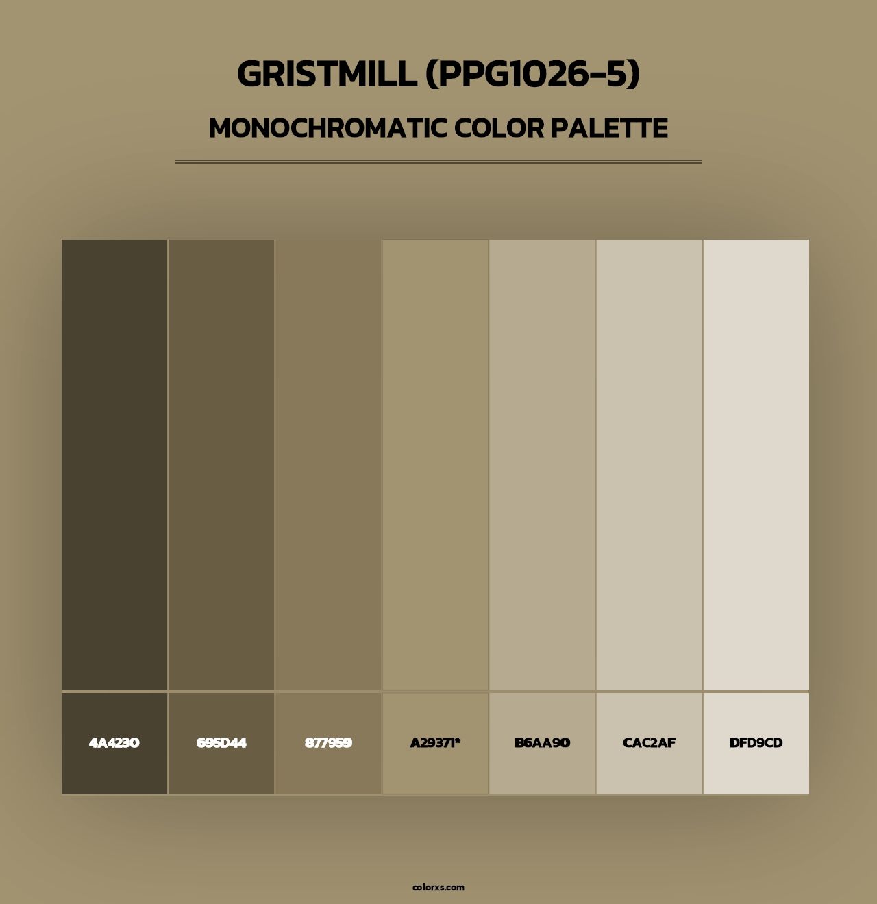 Gristmill (PPG1026-5) - Monochromatic Color Palette