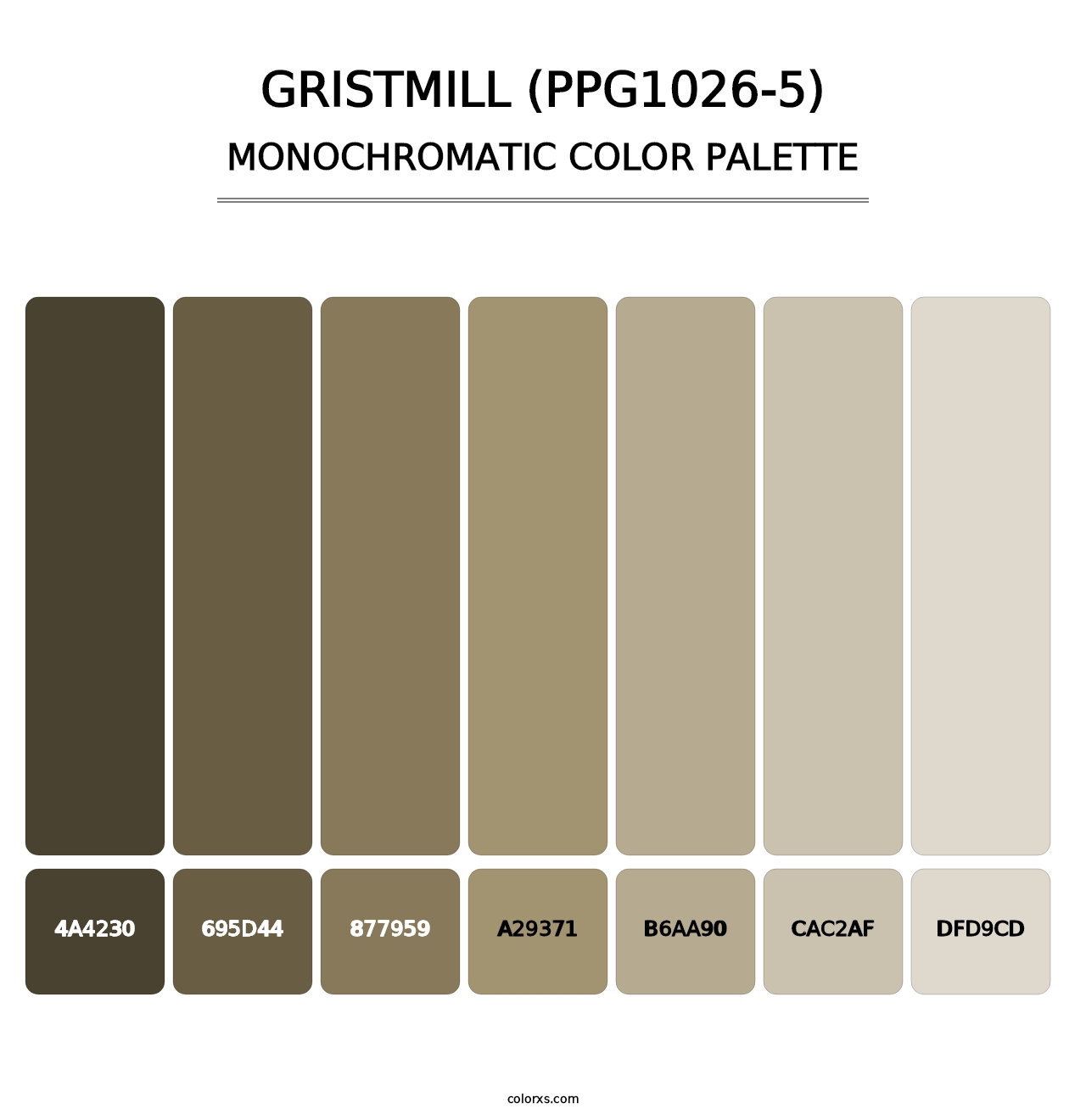 Gristmill (PPG1026-5) - Monochromatic Color Palette