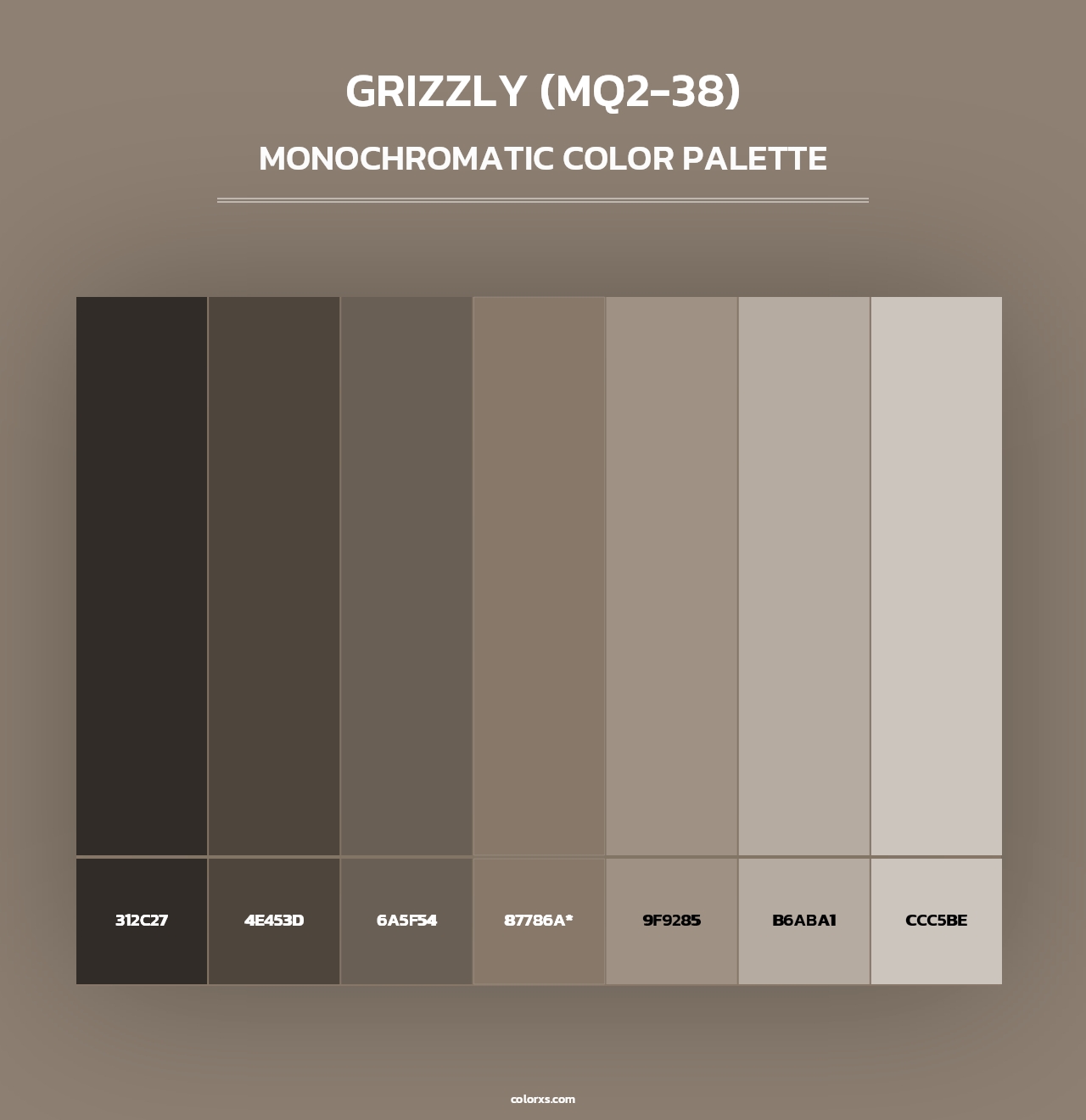 Grizzly (MQ2-38) - Monochromatic Color Palette