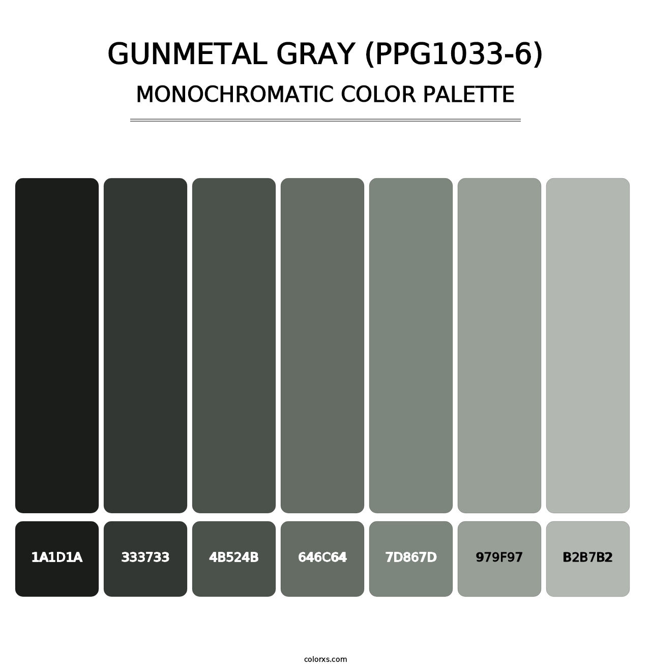 Gunmetal Gray (PPG1033-6) - Monochromatic Color Palette