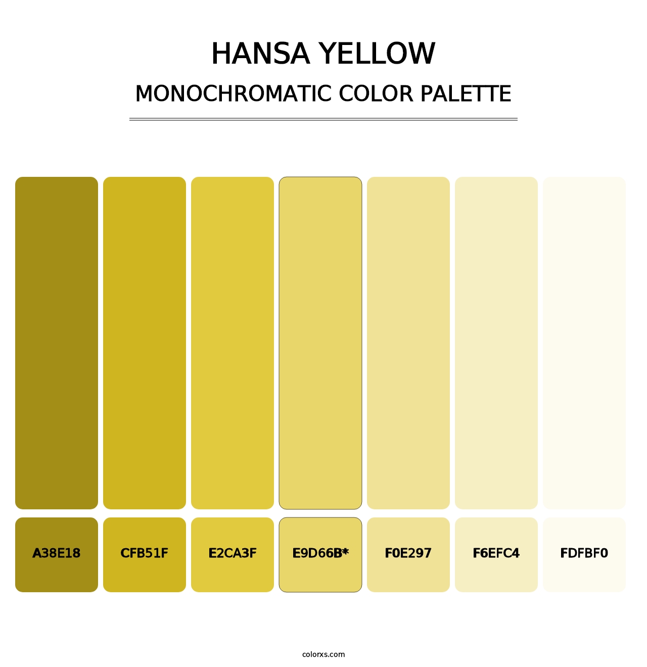 Hansa Yellow - Monochromatic Color Palette