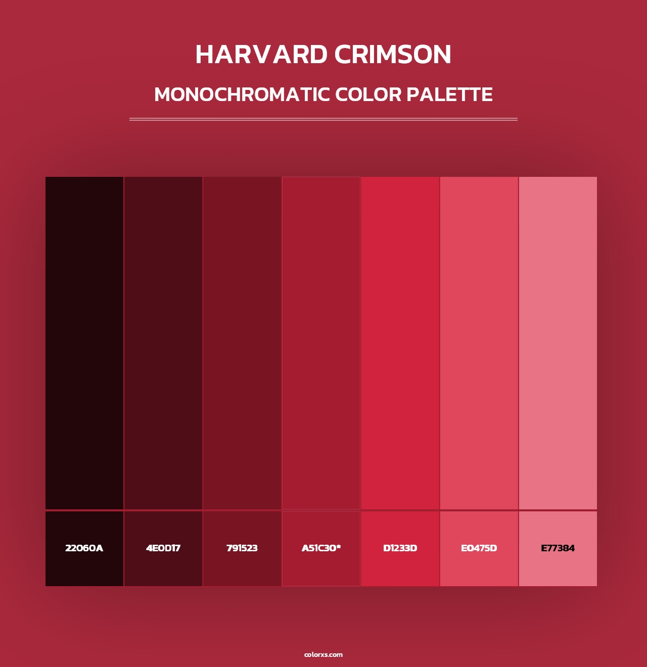 Harvard Crimson - Monochromatic Color Palette