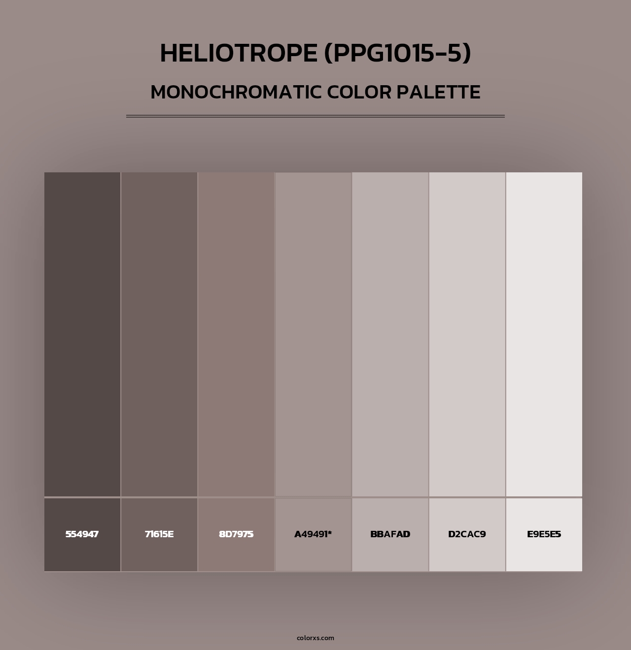 Heliotrope (PPG1015-5) - Monochromatic Color Palette
