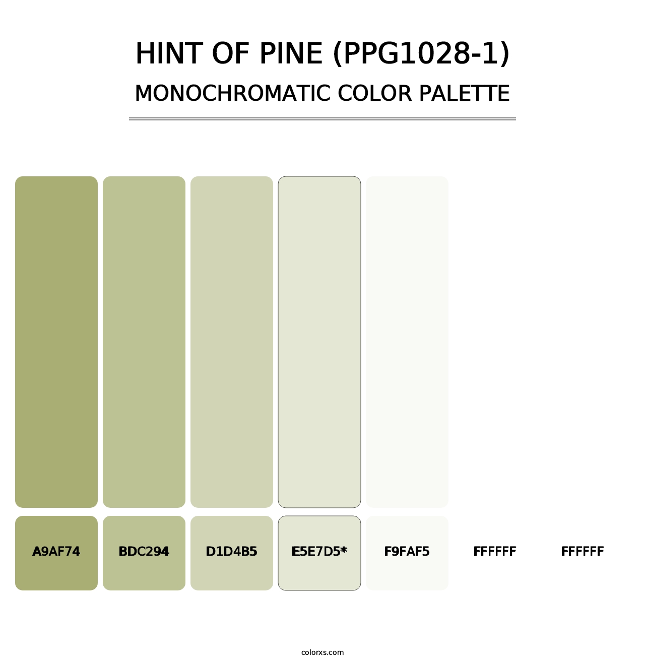 Hint Of Pine (PPG1028-1) - Monochromatic Color Palette