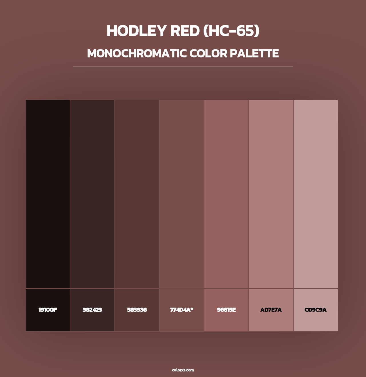 Hodley Red (HC-65) - Monochromatic Color Palette