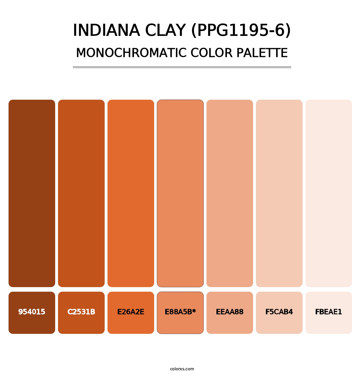 Indiana Clay (PPG1195-6) - Monochromatic Color Palette