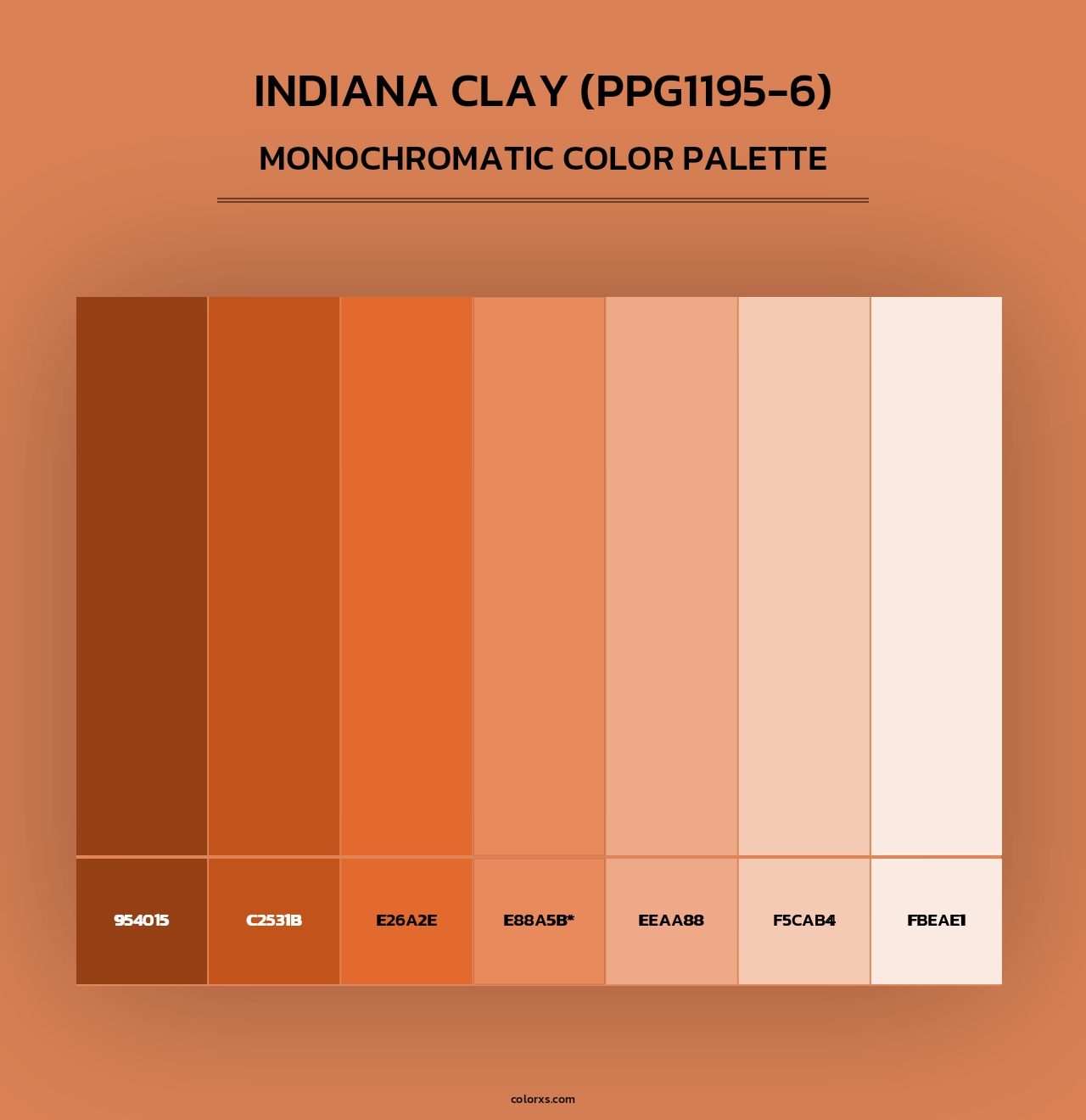 Indiana Clay (PPG1195-6) - Monochromatic Color Palette