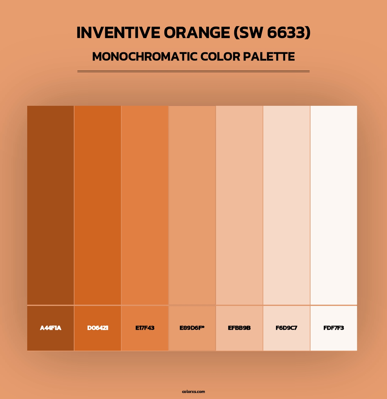 Inventive Orange (SW 6633) - Monochromatic Color Palette