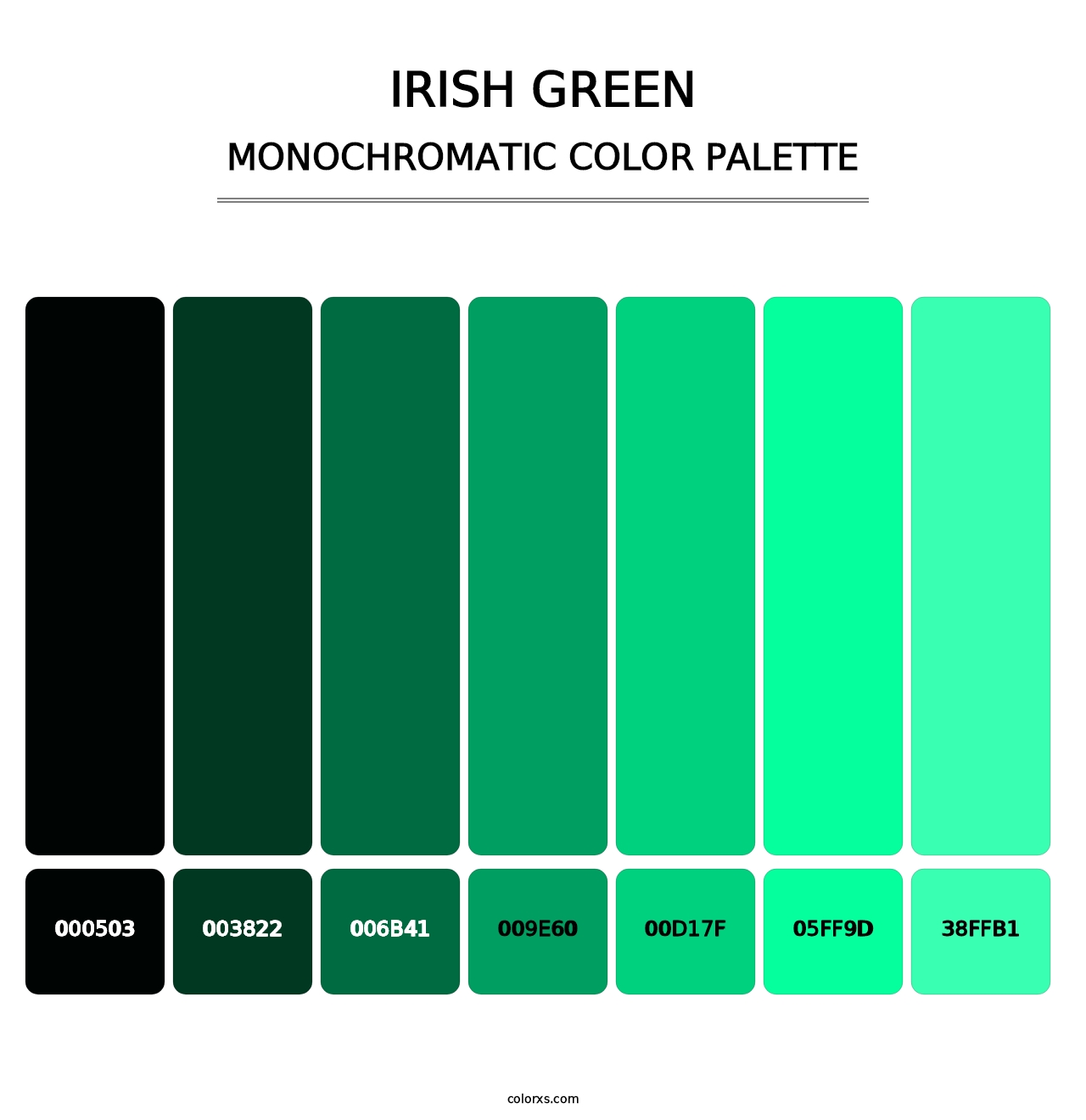 Irish Green - Monochromatic Color Palette