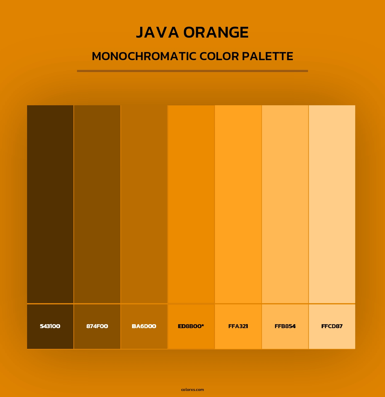 Java Orange - Monochromatic Color Palette