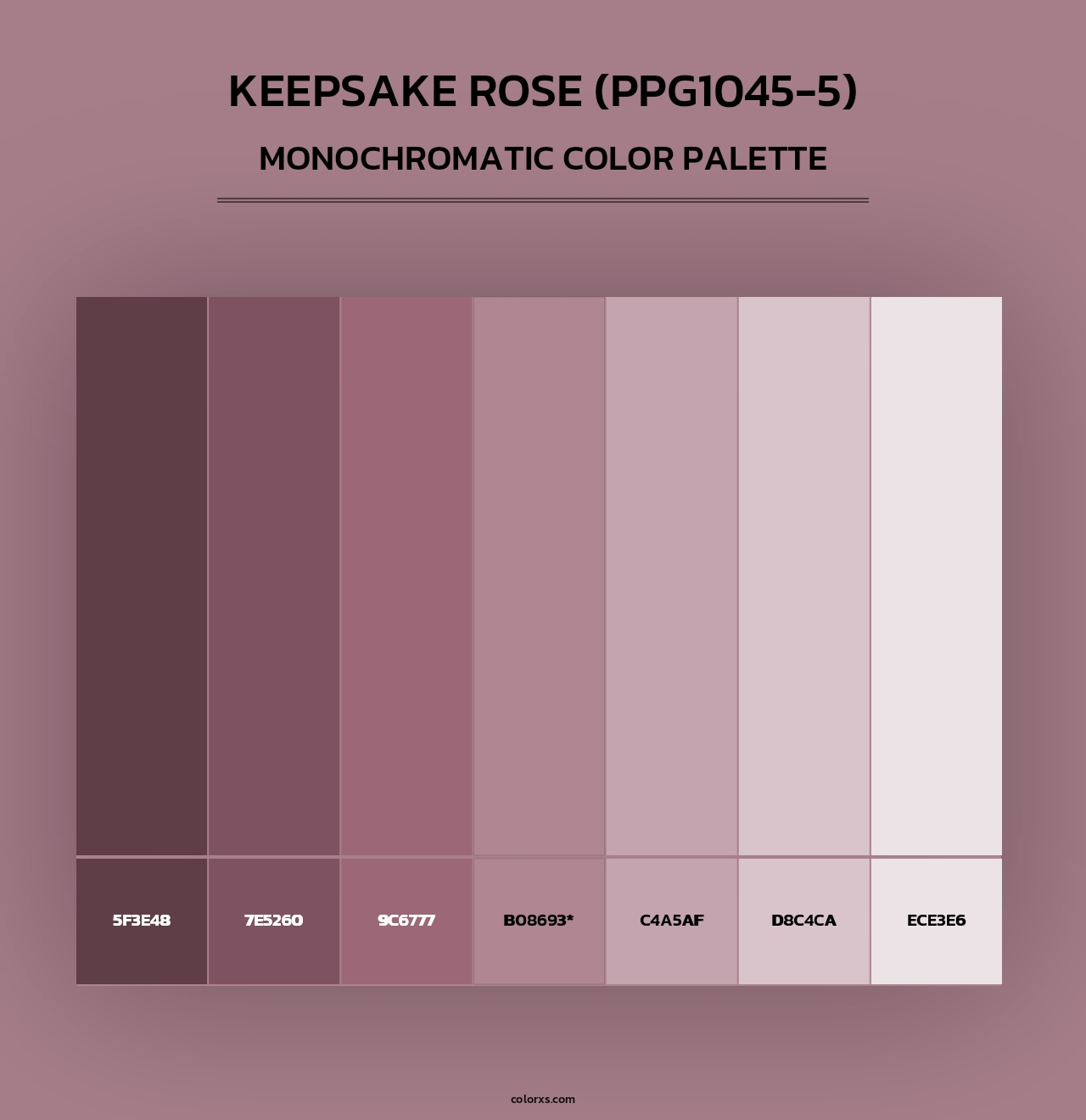 Keepsake Rose (PPG1045-5) - Monochromatic Color Palette