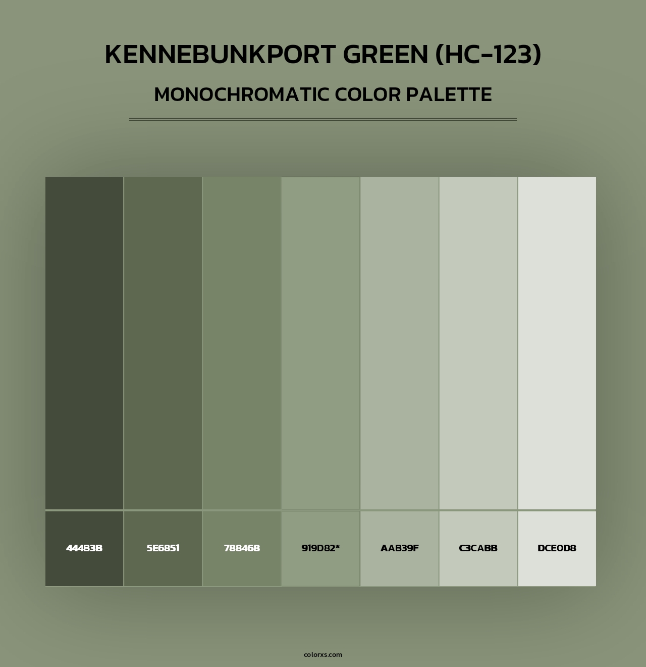 Kennebunkport Green (HC-123) - Monochromatic Color Palette