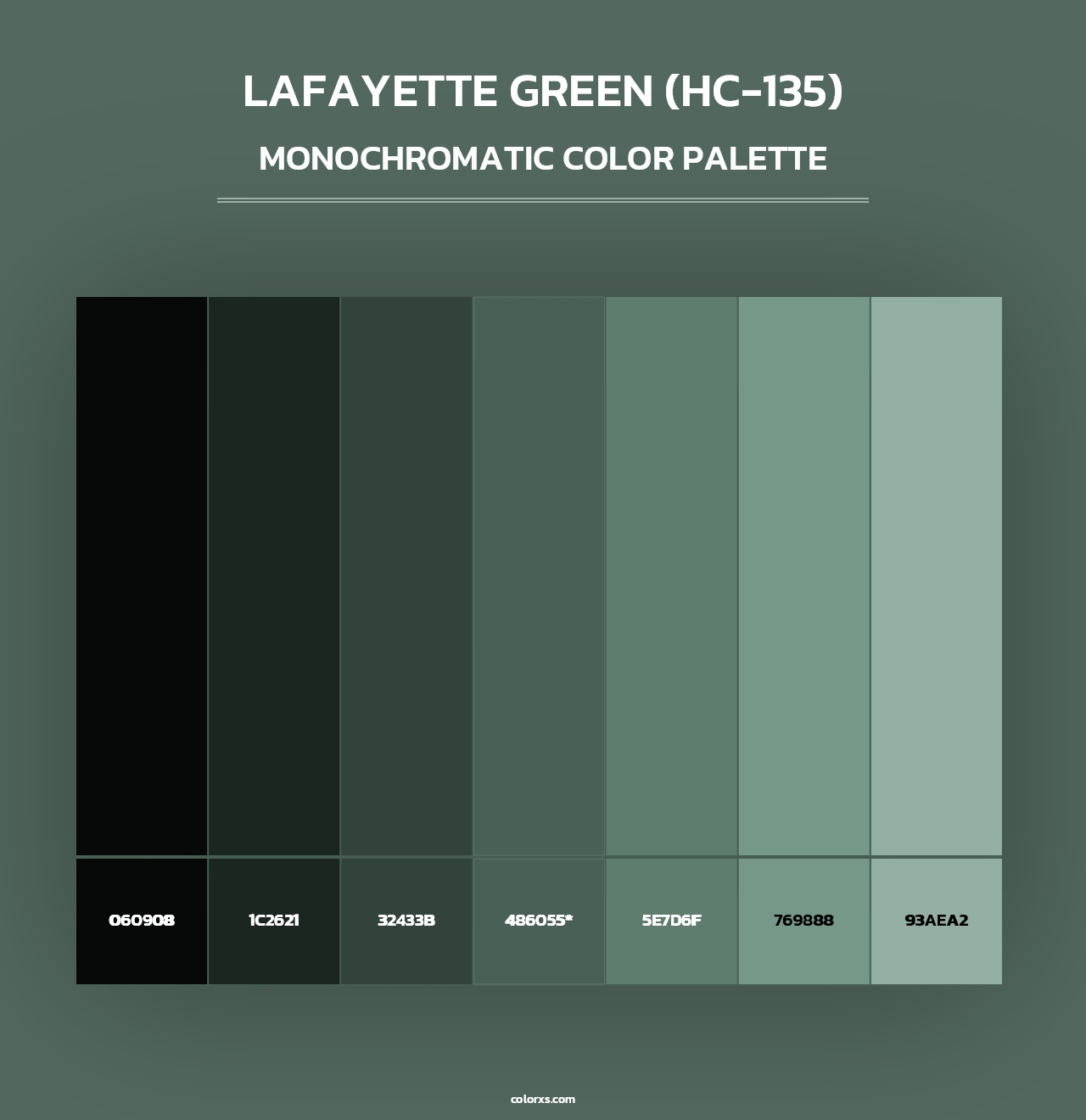Lafayette Green (HC-135) - Monochromatic Color Palette