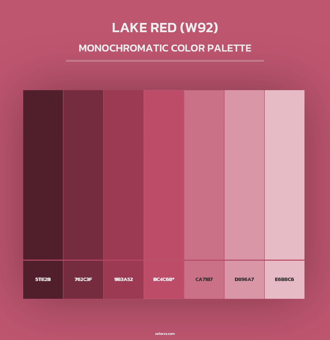 Lake Red (W92) - Monochromatic Color Palette
